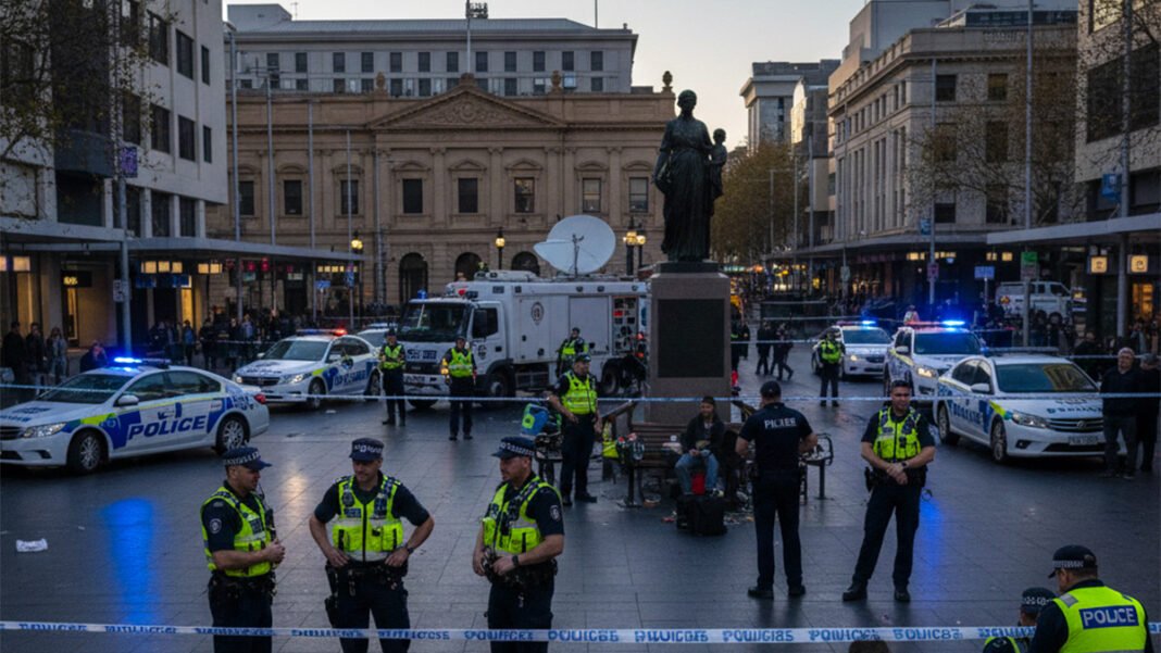 Police respond to alleged bombing at Perth rally.