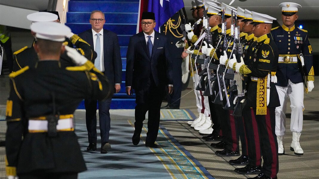 Anthony Albanese has travelled to Jakarta to sign a security treaty with Indonesia, with key details still undisclosed as the deal is finalised.