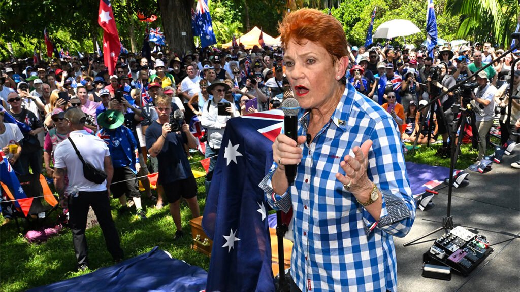 Pauline Hanson and Cory Bernardi speaking at a press conference in Adelaide.