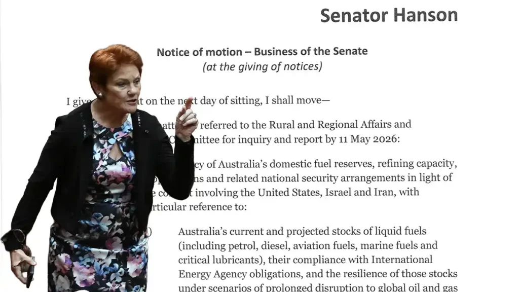Pauline Hanson Criticises Senate Fuel Security Decision