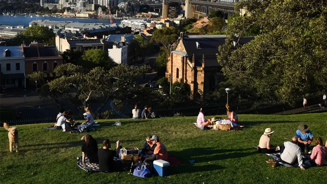 The BoM weather forecast for the Easter long weekend shows a blend of fine days and showers for most of Australia’s capital cities. Photograph: Joel Carrett/EPA