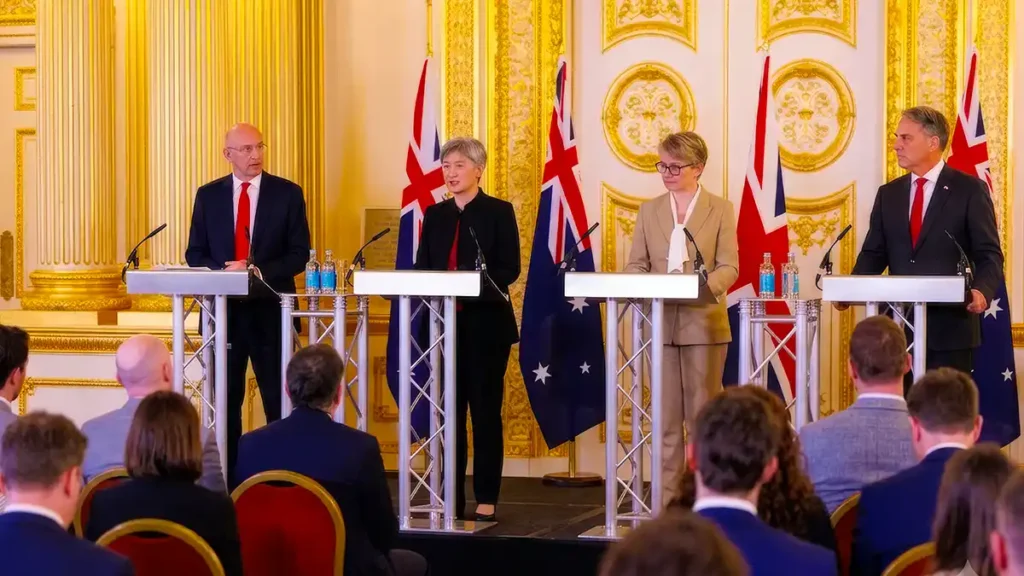 Richard Marles and John Healey during Australia-UK defence discussions.