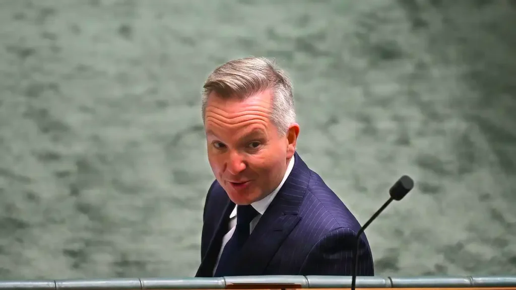 Chris Bowen speaking at a climate conference in Bonn discussing electrification and net zero policies.