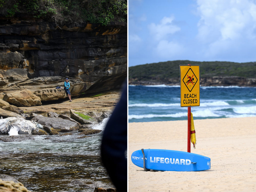 Decomposed whale carcass among rocks at Lurline Bay between Coogee and Maroubra.