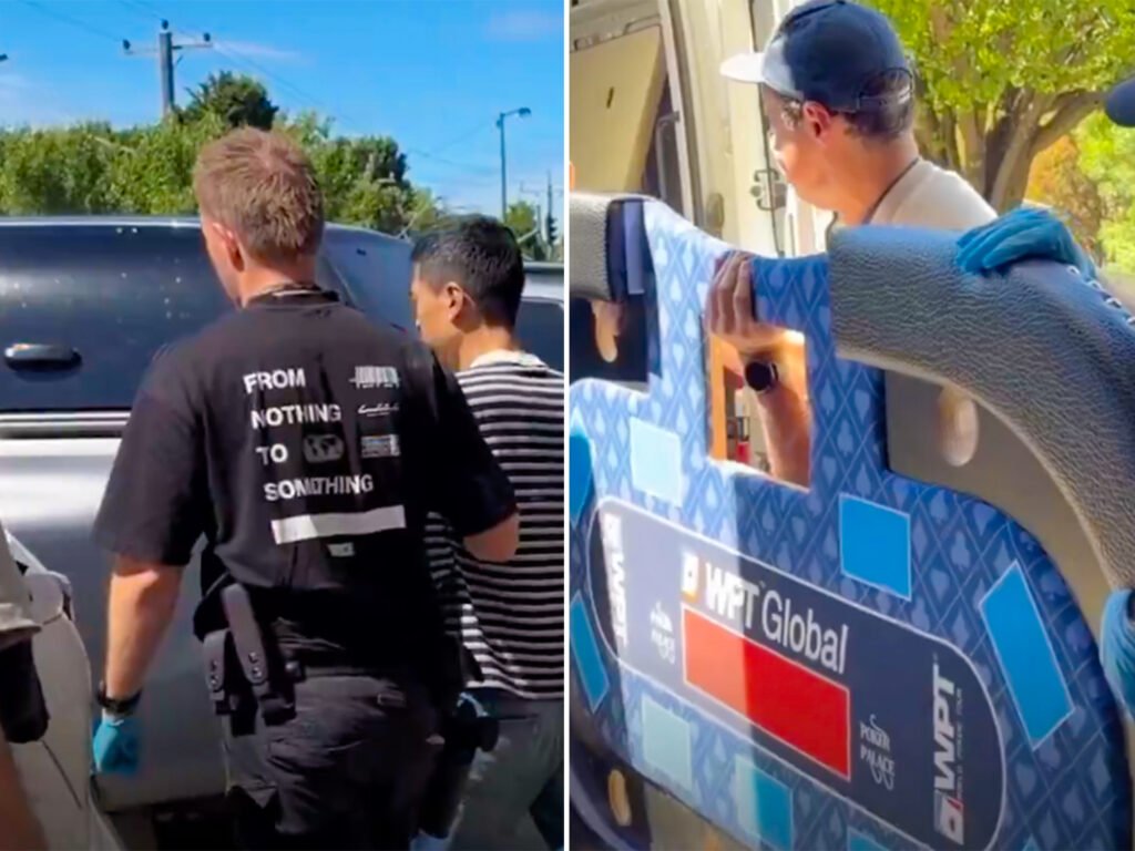 Victoria Police officers investigate a suspected illegal casino in Melbourne’s eastern suburbs.