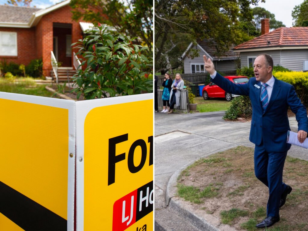 Victoria Forces Home Sellers to Reveal Auction Reserves An auctioneer conducting a residential property auction in Victoria.