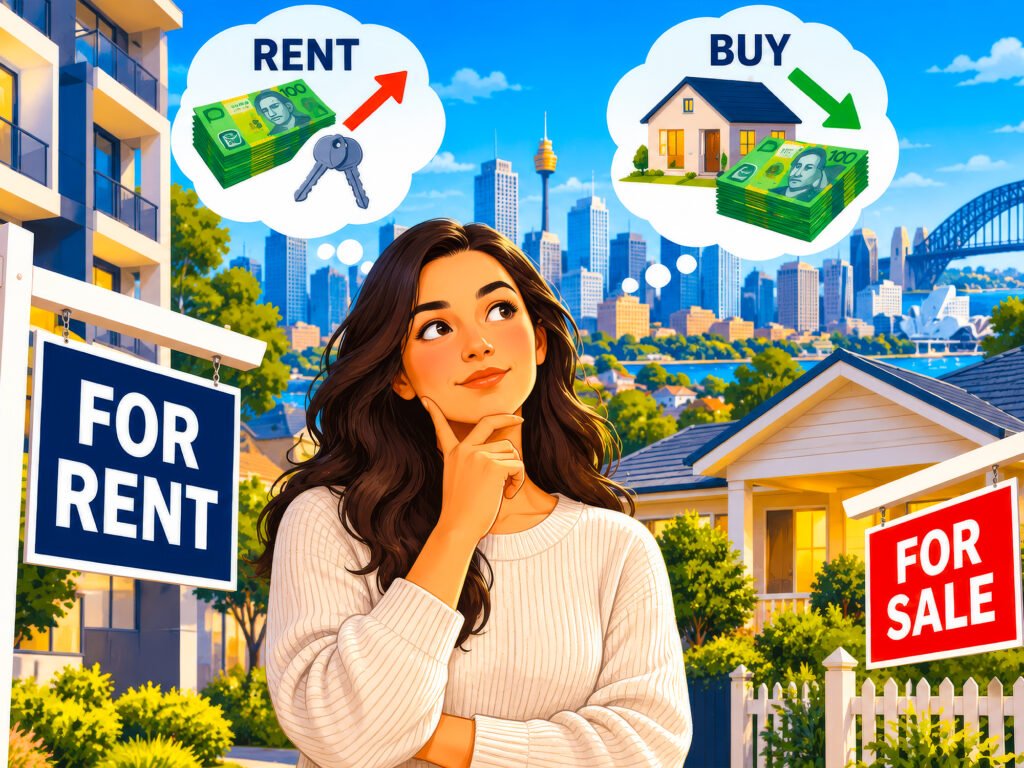 Australian housing market comparison showing the costs of renting and buying a home