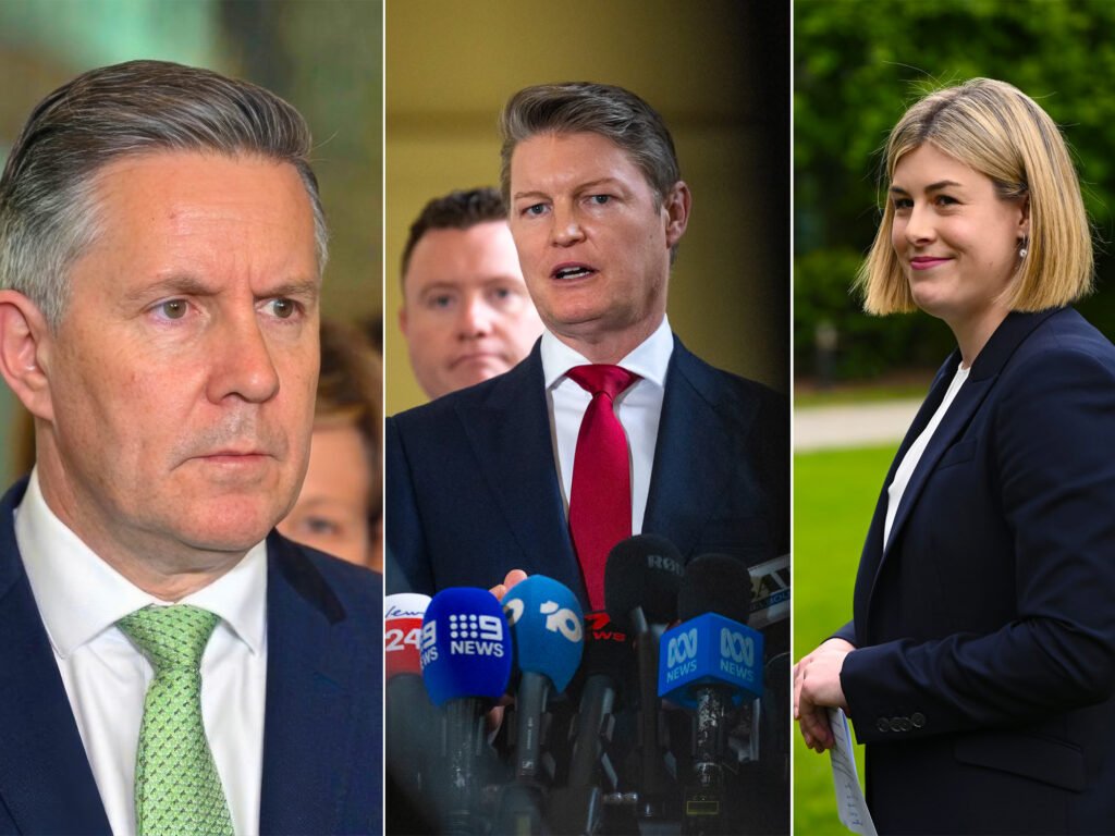 Mark Butler, Ben Carroll and Jess Wilson pictured ahead of the 2026 Victorian state election.
