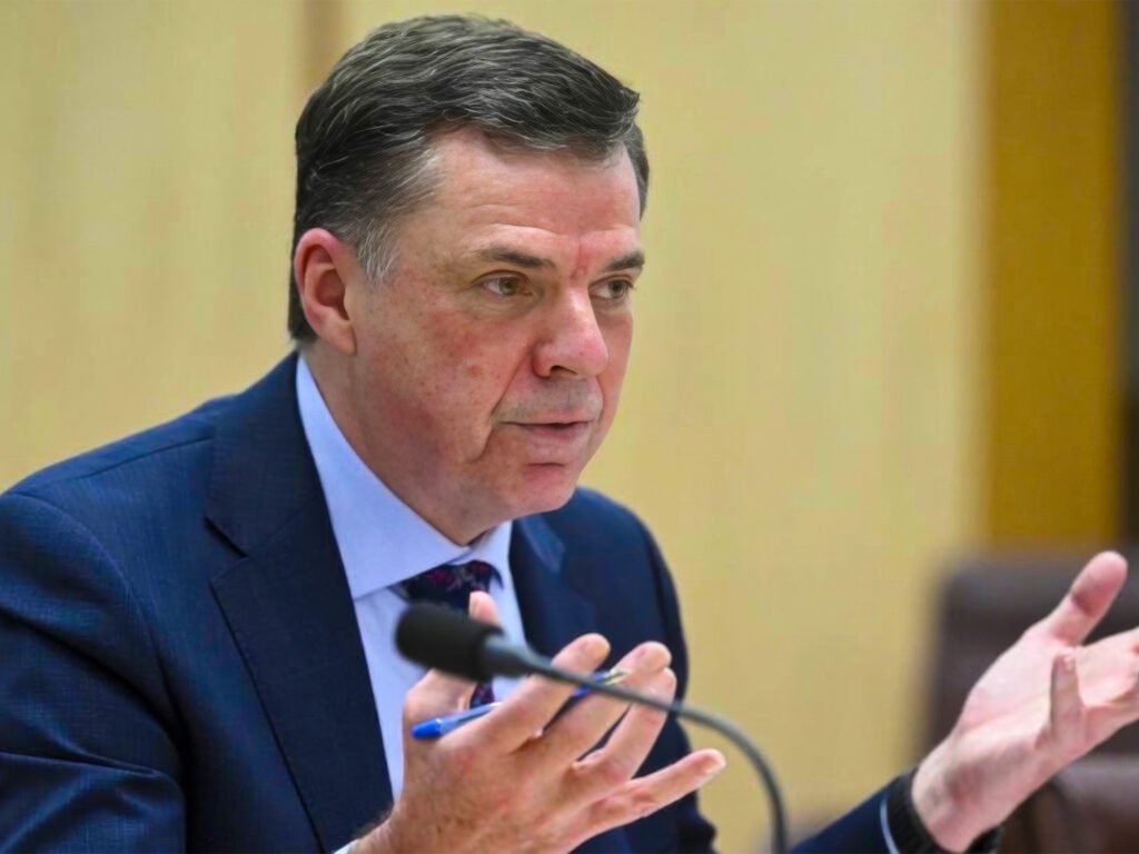 Senate Clerk Richard Pye speaking during Senate estimates in Canberra